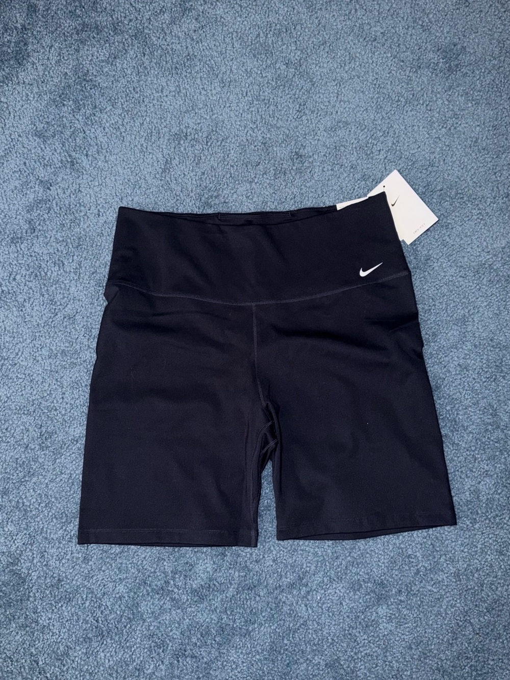 Nike One Black High-Rise Performance Bike Shorts with White Swoosh